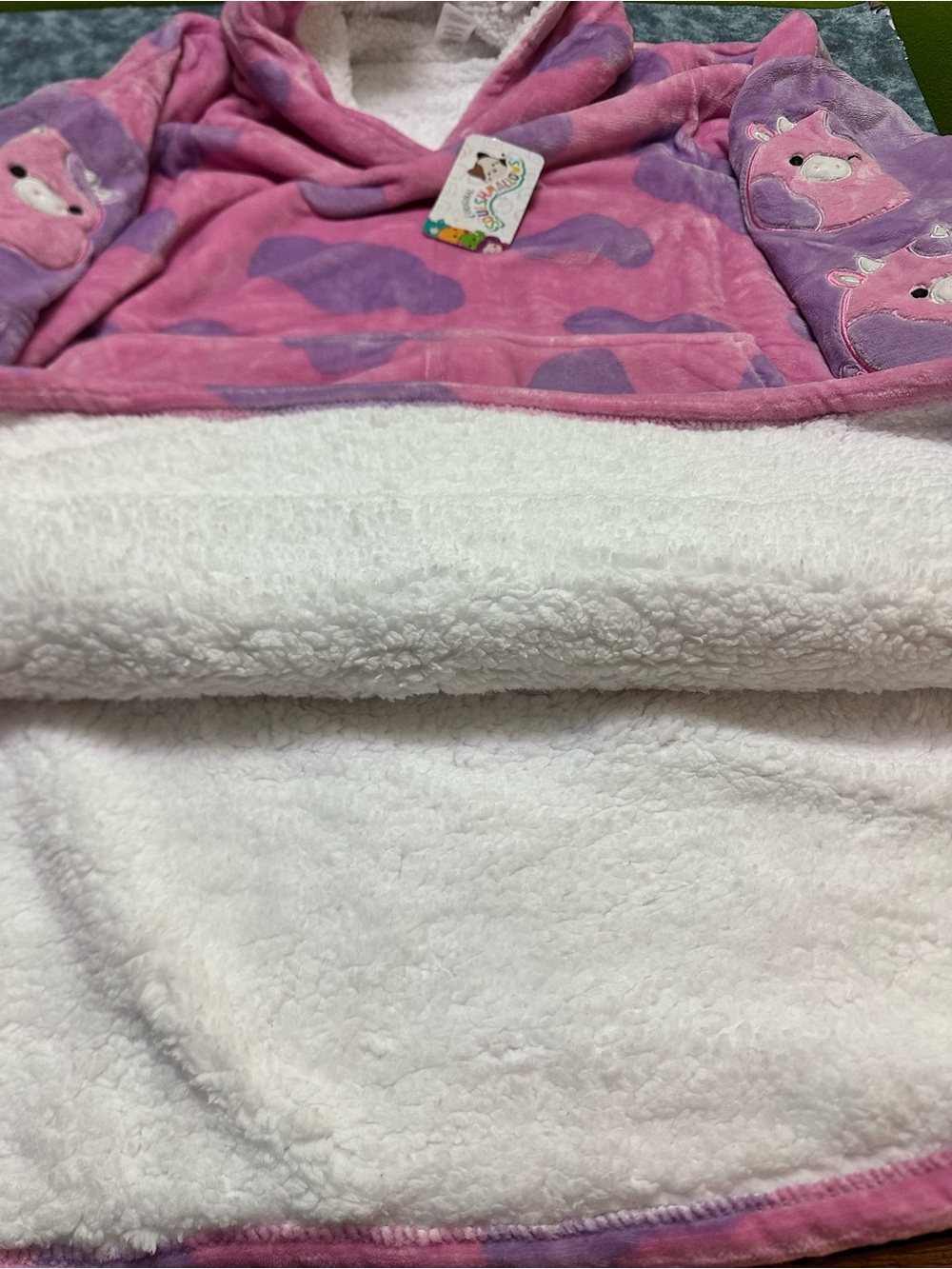 Squishmallows Women’s Hooded Plush Pullover - Pink & Lavender OS - Picture 8 of 13